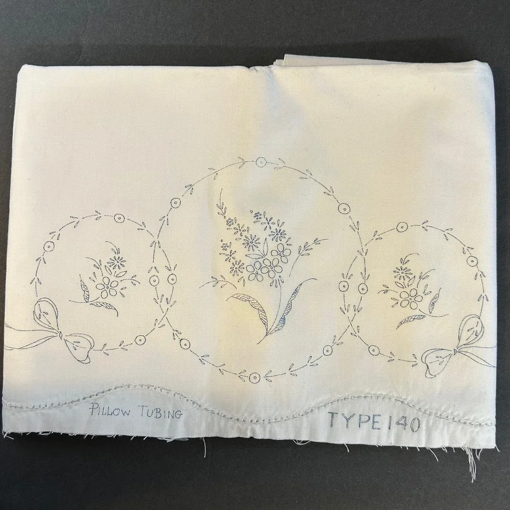 Vintage Minuet Stamped Floral Pillow Tubing #3620 To Embroider 64x21‎ NOSWT